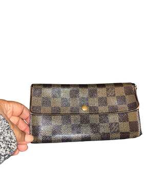 Louis Vuitton Sarah Wallet Damier Ebene Canvas Long Bifold Wallet